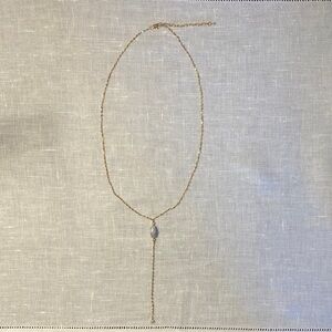 Anthropologie Lariat Style Y Necklace with Blue Pendant